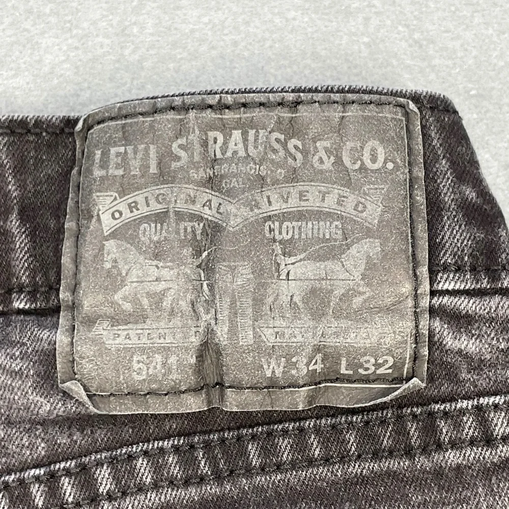 Levi's Black 541 Athletic Taper Stretch Denim Jeans Mens 34x32